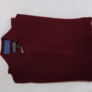 Brooks Brothers Extra Fine Italian Merino Wool Sweater Quarter Zip Maroon
